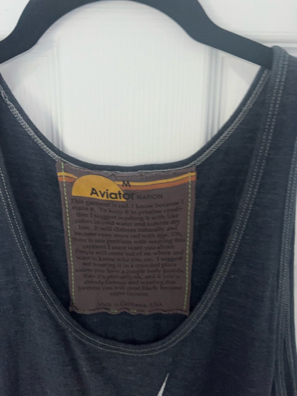 Aviator Nation Flash Lightning Bolt Tank Top Charcoal Gray Size M - Picture 4 of 4